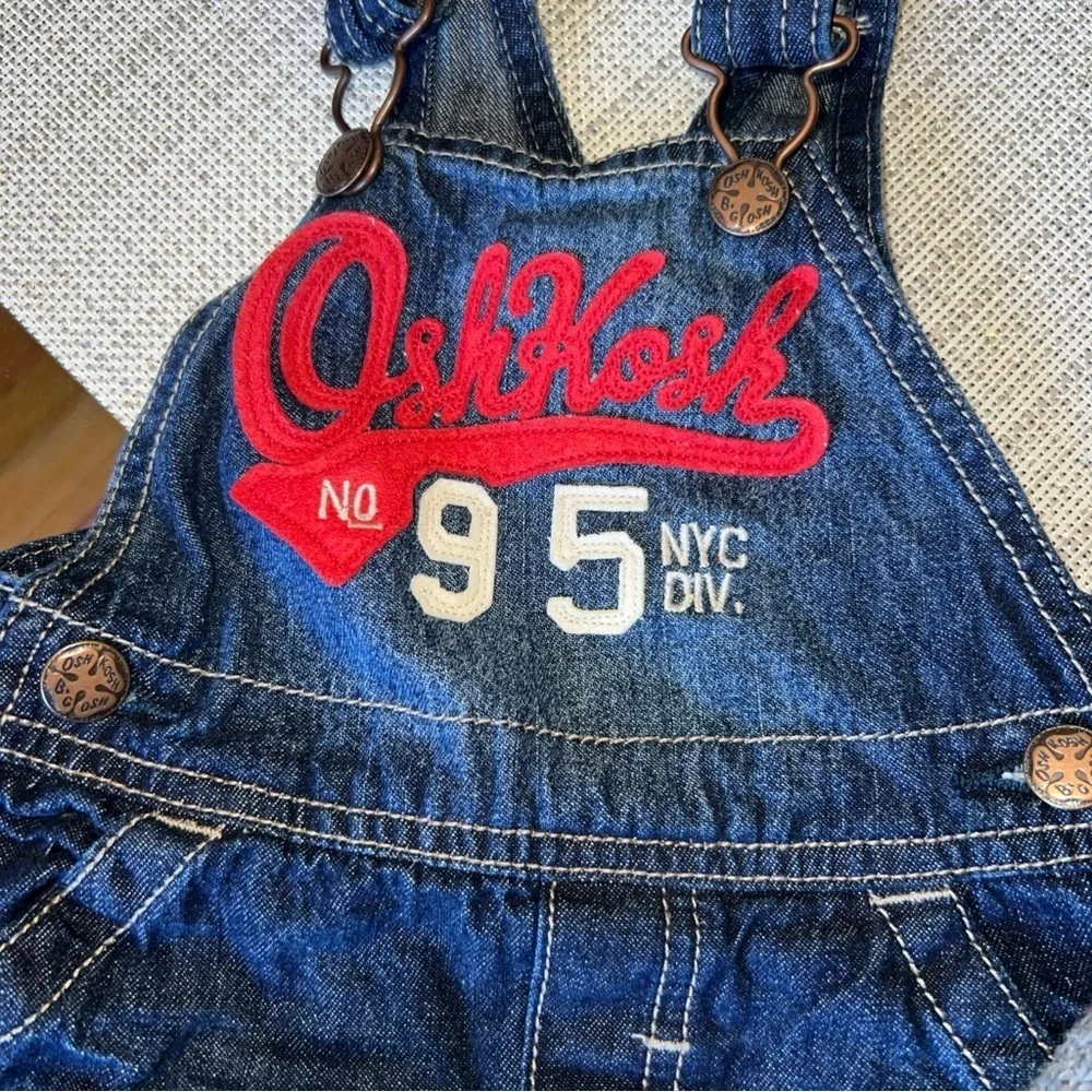 Oshkosh Embroidered Overalls size 6-9months, sweater 12 M.